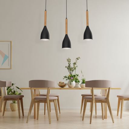Zwarte Hanglamp MUZA NIEUW 3x E27 / 60W / 230V