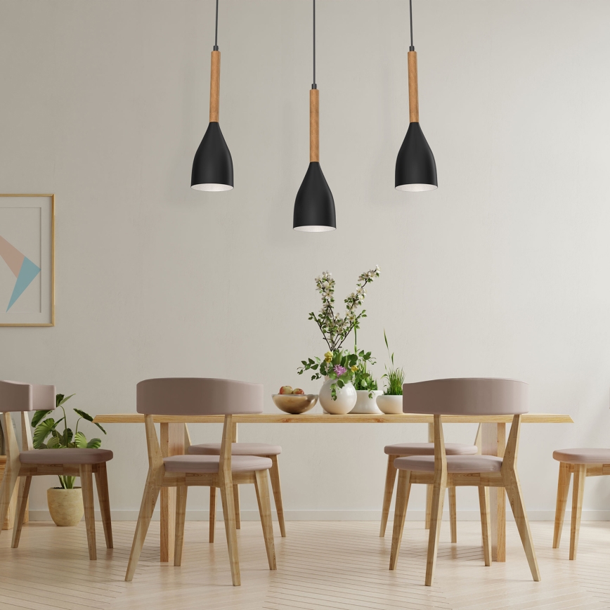 Zwarte Hanglamp MUZA NIEUW 3x E27 / 60W / 230V