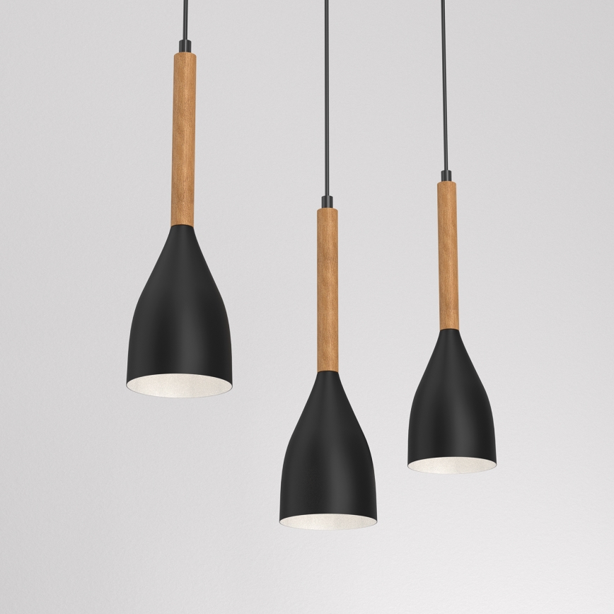 Zwarte Hanglamp MUZA NIEUW 3x E27 / 60W / 230V