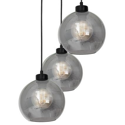 Zwarte Kroonluchter aan koord SOFIA 3xE27/60W/230V