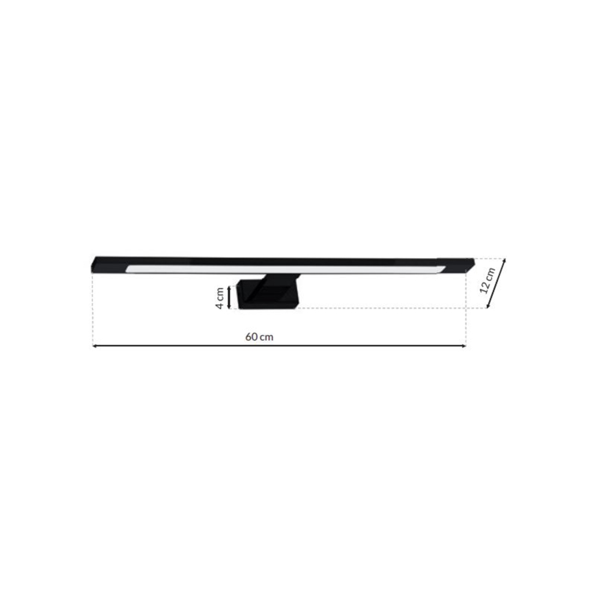 Zwarte LED Badkamer spiegelverlichting SHINE LED / 12W / 230V IP44