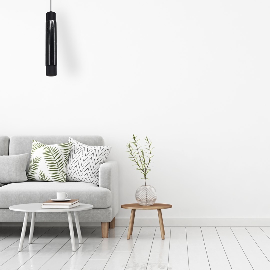 Zwarte marmeren kroonluchter aan koord 1xGU10/8W/230V