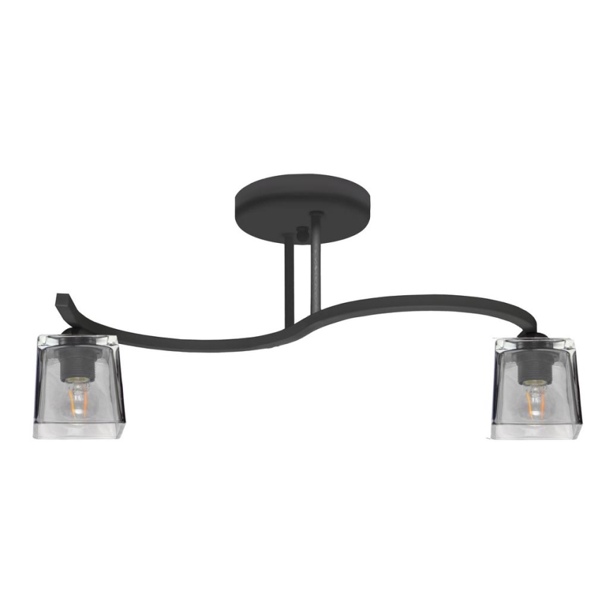 Zwarte Opbouw plafondlamp SANTOS 2x E27 / 15W / 230V