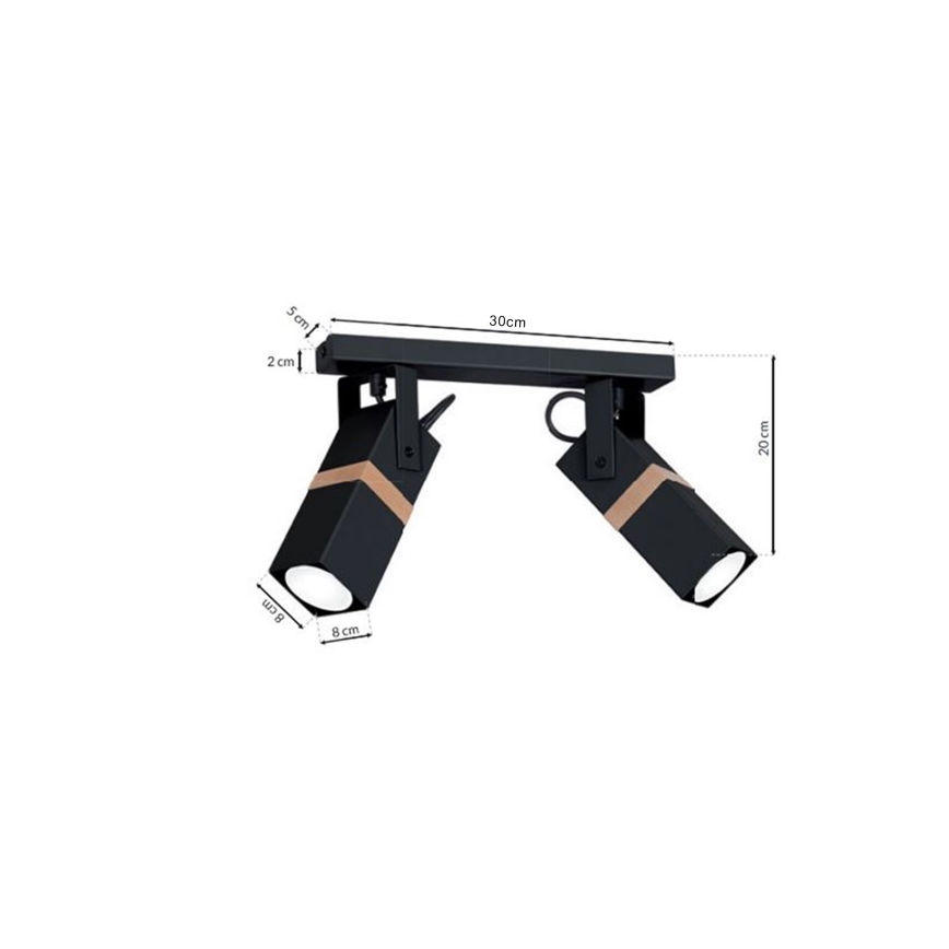 Zwarte Spot Verlichting VIDAR 2x GU10 / 25W / 230V