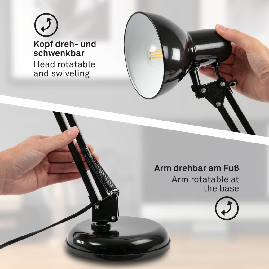 Zwarte tafellamp 1xE14/25W/230V