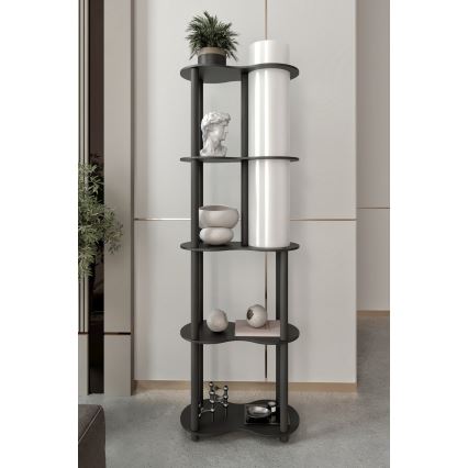 Zwarte vloerlamp met planken NOTO 1xE27/40W/230V