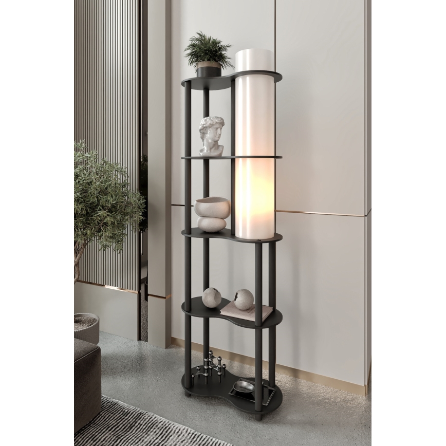 Zwarte vloerlamp met planken NOTO 1xE27/40W/230V