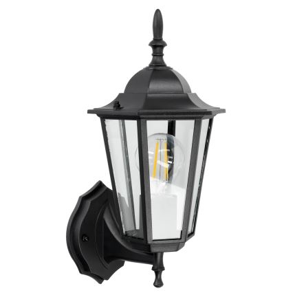 Zwarte Wandlamp buiten 1x E27 / 60W / 230V IP44