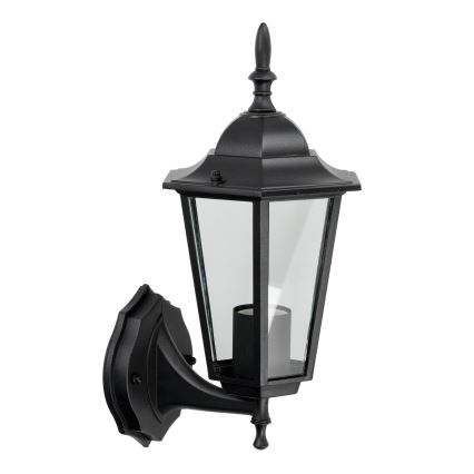 Zwarte Wandlamp buiten 1x E27 / 60W / 230V IP44