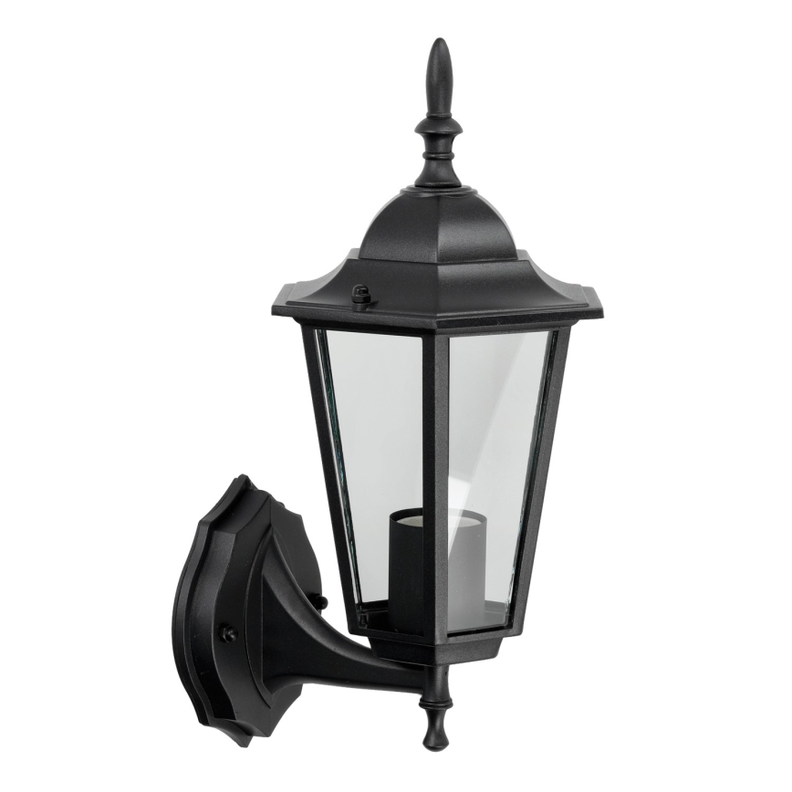 Zwarte Wandlamp buiten 1x E27 / 60W / 230V IP44