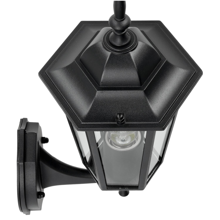 Zwarte Wandlamp buiten 1x E27 / 60W / 230V IP44