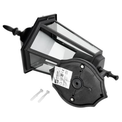 Zwarte Wandlamp buiten 1x E27 / 60W / 230V IP44