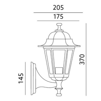 Zwarte Wandlamp buiten 1x E27 / 60W / 230V IP44