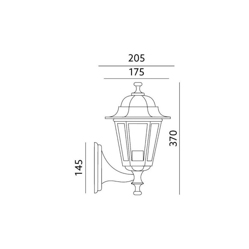 Zwarte Wandlamp buiten 1x E27 / 60W / 230V IP44