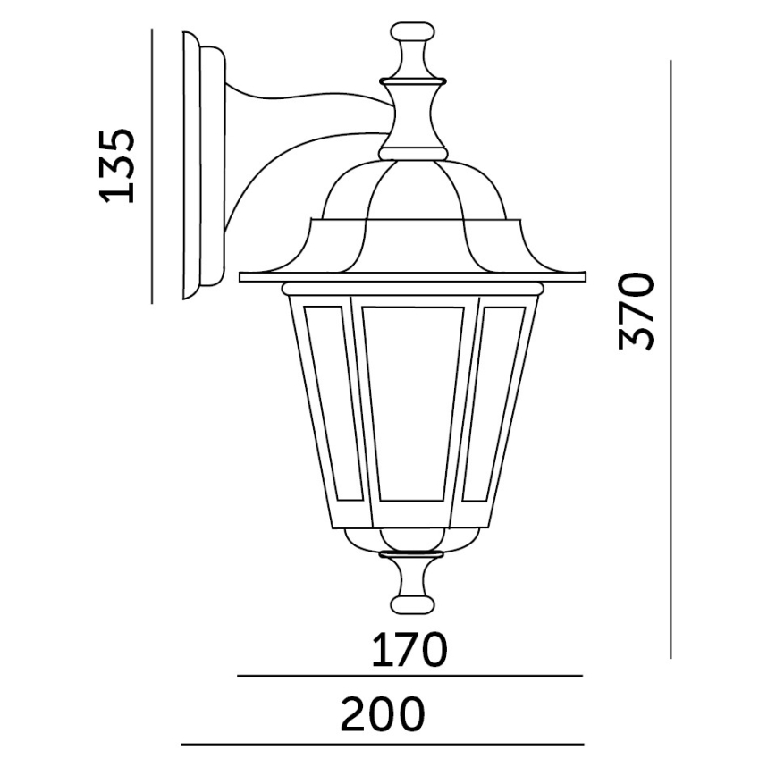 Zwarte Wandlamp voor buiten 1x E27 / 60W / 230V IP44